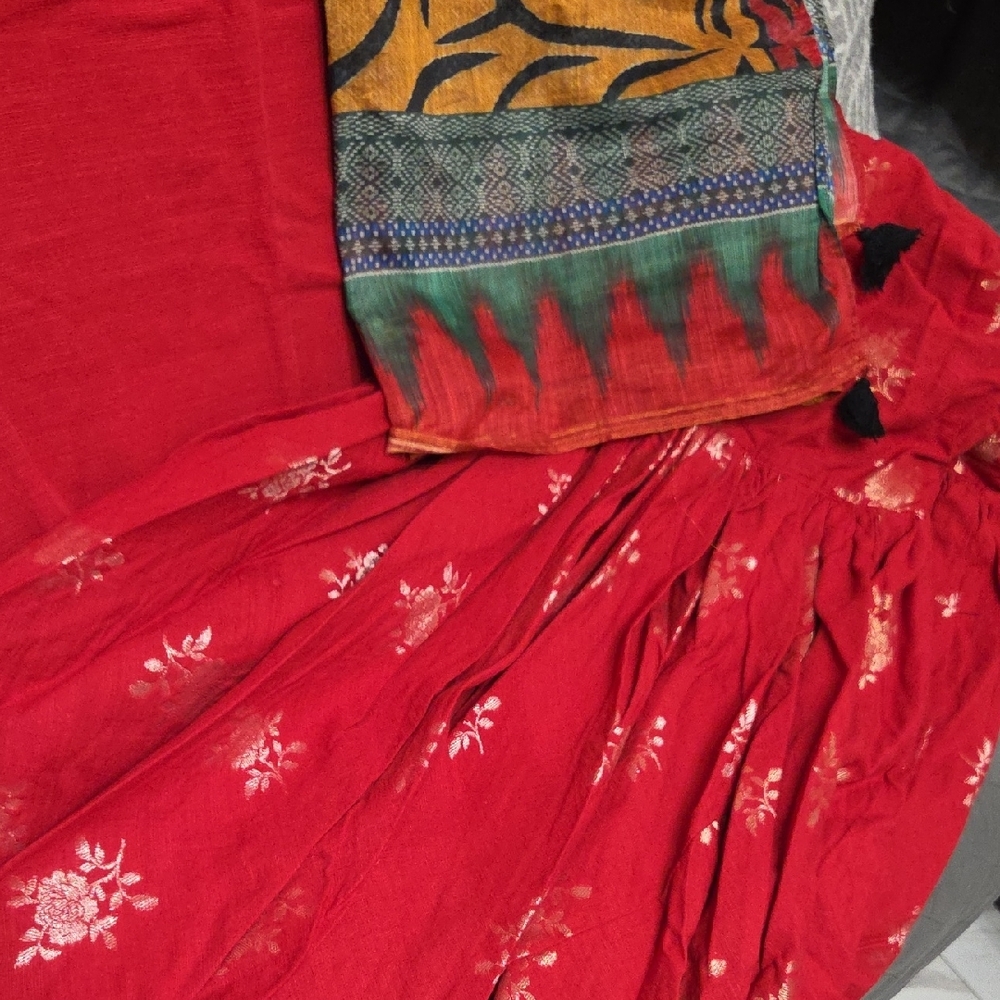 Beautiful Sharara In Red Color With Floral Dupatta